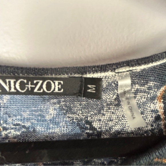 Nic + Zoe Linen Blend Ombre Long Sleeve Boat Neck Top Medium Blue - Picture 7 of 15